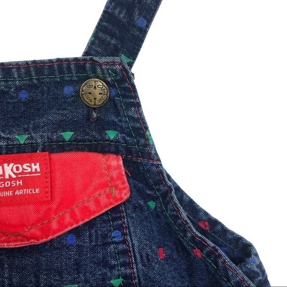 Vintage OshKosh B’gosh Made in USA Infant Overalls Geometric Shapes Sz 6-9mo - Picture 4 of 16